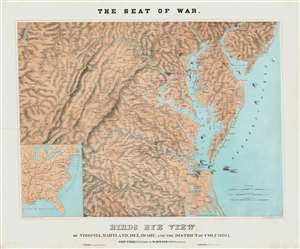 1861 Schaus 'View' Map of the Seat of the Civil War: Maryland, Delaware, Virginia