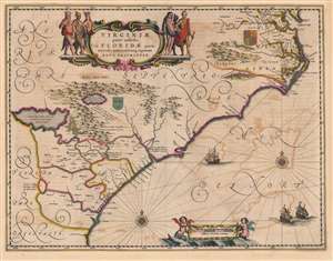 1644 Jansson Map of Carolina, Georgia, Florida, Virginia