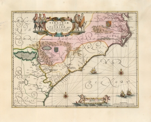 1639 / 1694 Jansson / Valk / Schenk Map of Carolina, Georgia, Florida, Virginia