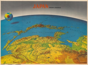 1945 NEWSMAP and Richard Edes Harrison Map of Japan from Siberia