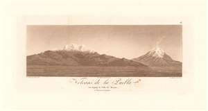 1811 Aquatint View of the Volcanoes of Iztaccihuatl and Popocatepetl