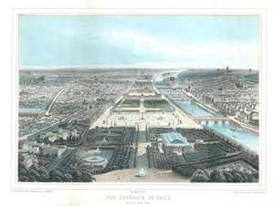 1855 Fichot Bird's Eye View of Paris, France