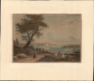 1840 Garnerary Aquatint View of New York Harbor
