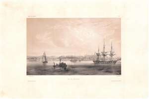 1845 Lauvergne View of Singapore Waterfront from the Harbor
