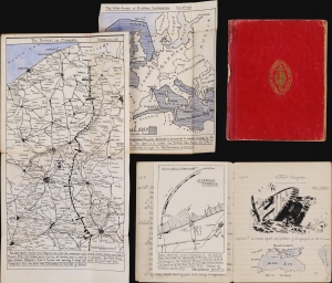 1919 Schoolgirl Daily Diary of World War I, w/ Manuscript Maps, Cartoons, Sketches