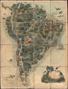 1844 Wallis Game Map of South America: Wanderers in the Wilderness