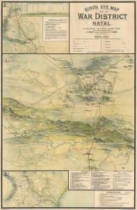 1903 Philip Bird's-Eye View Map of Natal During the Second Boer War