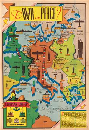 1939 Sundberg Pictorial Map of Europe Comparing Military Strength
