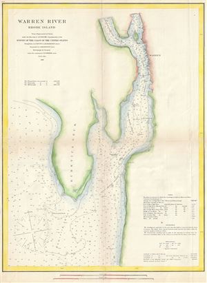 1866 U. S. Coast Survey Map or Chart of the Warren River, Rhode Island