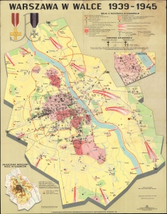 1984 Lopatto Polish Historical Map of Warsaw, World War II
