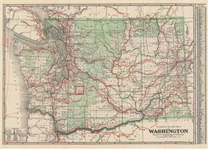 1920 Clason Road and Rail Guide Map of Washington State