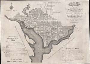 1792 Ellicott / Thackara and Vallance Map of Washington D. C.