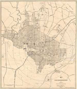 1882 Strangers Guide Map or City Plan of Washington D.C. and Georgetown