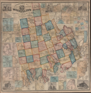 1861 Walling Wall Map of Washington County, Maine