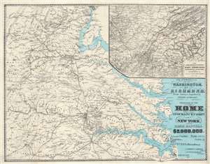 1864 'Home Insurance' Civil War Map of the Washington - Richmond Area