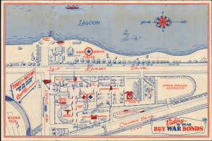 1944 Army Corps of Engineers Pictorial Map of Grant Park, Chicago