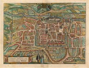 1582 Braun and Hogenberg View / Map of Weimar, Germany