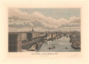 1929 Varin View of the Wells and Clark Street Bridges, Chicago, Illinois