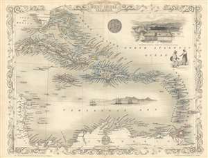 1851 Tallis and Rapkin Map of the West Indies