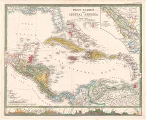 1861 Berghaus Map of the West Indies and Central America