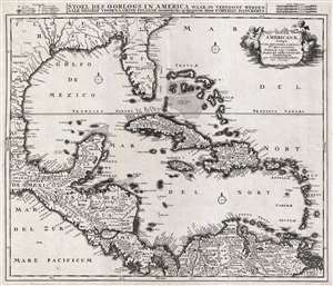 1696 Danckerts Map of Florida, the West Indies, and the Caribbean