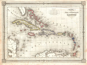 1852 Duvotenay Map of the West Indies