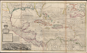 1726 Herman Moll Map of the West Indies, Florida, Mexico, and the Caribbean