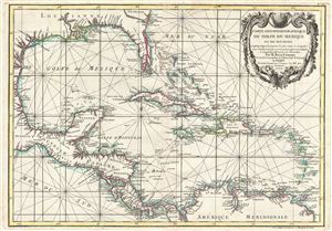 1762 Zannoni Map of Central America and the West Indies ( Caribbean )