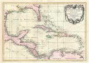 1762 Zannoni Map of Central America and the West Indies ( Caribbean )
