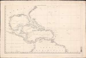 1838 Dir. Hidrografia Nautical Chart / Map of West Indies / Caribbean / Florida