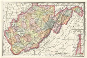 1888 Rand McNally Map of West Virginia, United States
