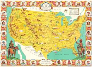 1963 Dowie Pictorial Map of the United States and its Pioneer History