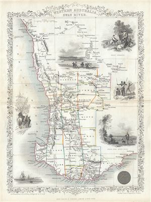 1851 Tallis and Rapkin Map of Western Australia