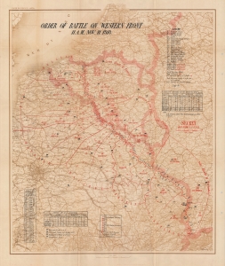 1918 General Headquarters Map of the Western Front at Armistice (World War I)