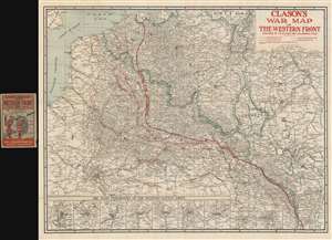 1918 Clason Map of Northern France WWI Western Front  in late October 1918