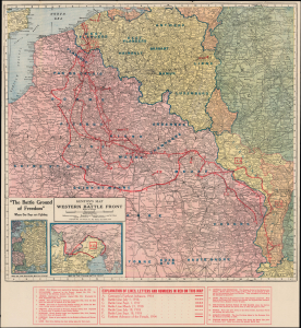 1918 Kenyon Map of Northern France / Western Front World War I