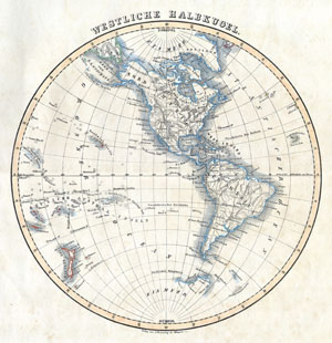 1844 Flemming Map of the Western Hemisphere or South and North America