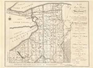 1804 Joseph Ellicott Map of New York State West of the Geneseo