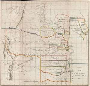 1834 Hood Map of the Indian Lands in Okalahoma, Kansas, and Nebraska
