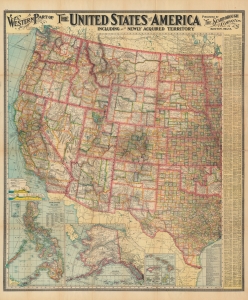 1903 Scarborough Company Map of Western United States w/Philippine Islands