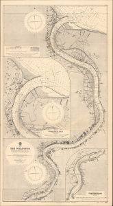 1948 Admiralty Nautical Map or Chart of the Huangpu River, Shanghai