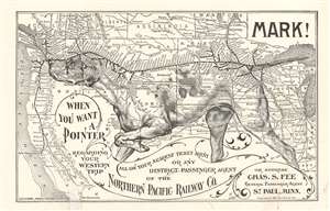 1906 Northern Pacific Railway 'Pointer' Dog Map of the Western United States