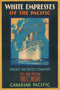1930 'White Empress' Steamship Promotional Poster Map of the Pacific