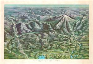 1960 Brusseau Bird's-Eye View Map of the White Mountains, New Hampshire