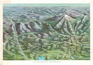 1960 Brusseau Bird's-Eye View Map of the White Mountains, New Hampshire.