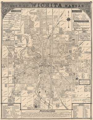 1887 Wiggins and Wiggins City Plan or Map of Wichita, Kansas