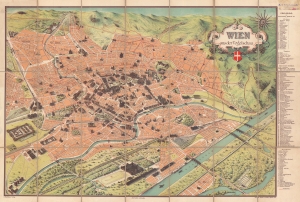 1900 Hartleben Pictorial Monumental Map of Vienna, Austria
