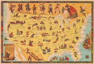 1952 Glaubke Wild Bill Hickok Pictorial Treasure Map of the United States