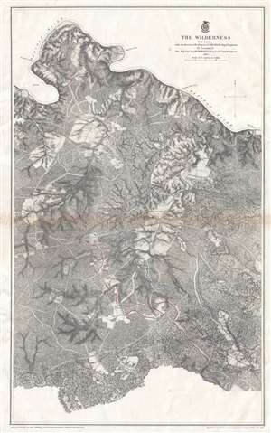1867 Weyss Map of the U.S. Civil War Battlefield of the Wilderness, Virginia