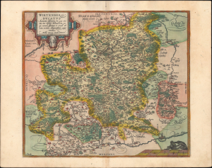 1595 Ortelius Map of Wurttemberg, Germany